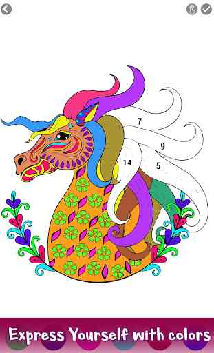 Horse Color by Number - Adult Coloring Book pages 4