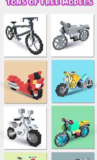 Bikes 3D Color by Number - Voxel Vehicles Coloring 1