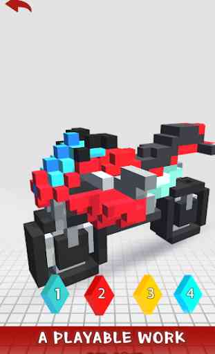Bikes 3D Color by Number - Voxel Vehicles Coloring 4