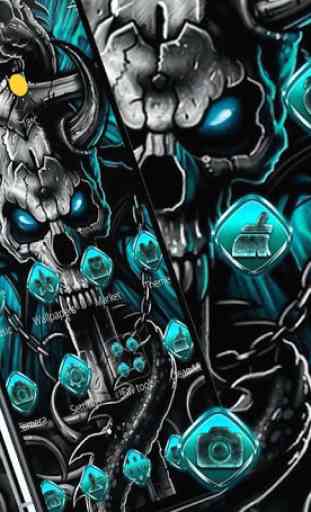 Blue Flaming Stone Skull Theme Tech Icon Pack 1