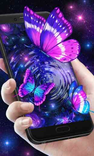 Neon Purple Butterfly Live Wallpaper 3