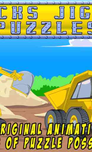 Trucks JigSaw Puzzle Free - Animated Jigsaw Puzzles for Kids with Truck and Tractor Cartoons! 4