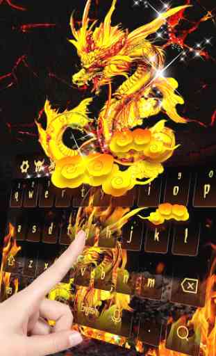 Fire Dragon Gold Flame Neon Keyboard 1