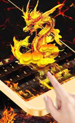 Fire Dragon Gold Flame Neon Keyboard 2