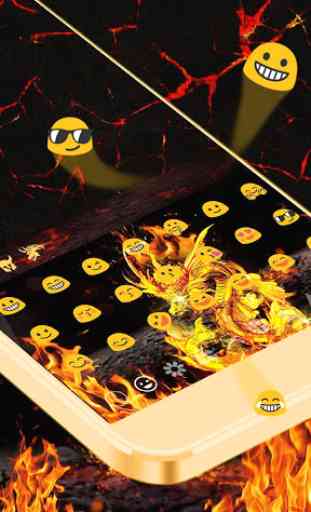Fire Dragon Gold Flame Neon Keyboard 3