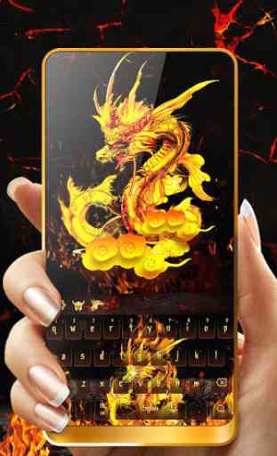 Fire Dragon Gold Flame Neon Keyboard 4