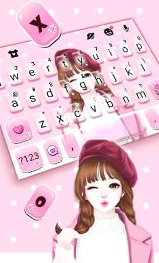 Pink Wink Girl Keyboard Theme 2