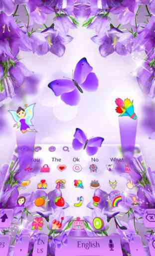 Purple Butterfly Flower Keyboard Theme 3
