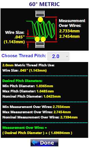 Threads 3 Wire Pitch Diameter Measuring Calculator 4