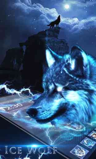 3D blue fire Ice wolf launcher theme 4
