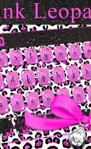 Pink Leopard Diamond Theme Keyboard 2