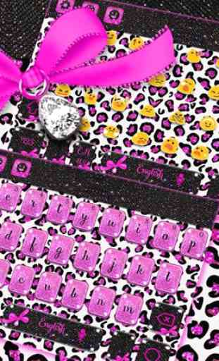 Pink Leopard Diamond Theme Keyboard 3