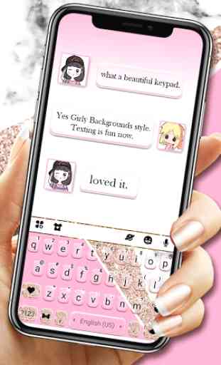 Girly Pink Glitter Keyboard Theme 1