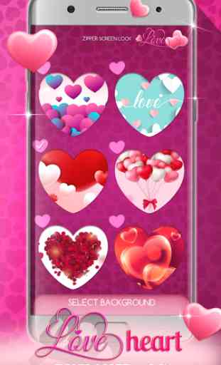Love Heart Zipper Screen Lock 3