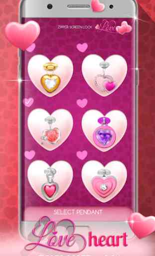 Love Heart Zipper Screen Lock 4