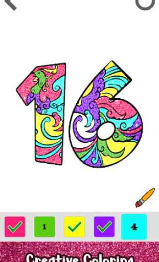 Numbers Glitter Color by Number - Adult Color Book 2