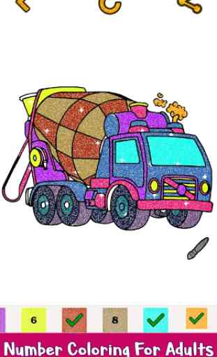 Vehicles Glitter Color by Number : Adult Coloring 2