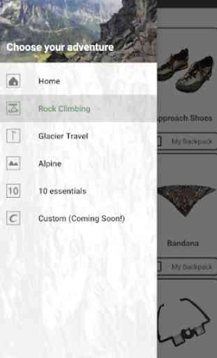 My Mountaineering Backpack app: checklist 2