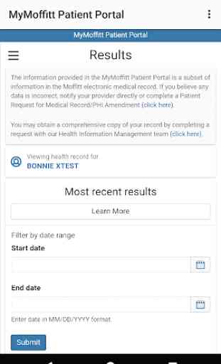 MyMoffitt Patient Portal 4