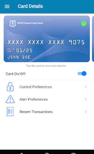 NCPD FCU Debit Card Control 1