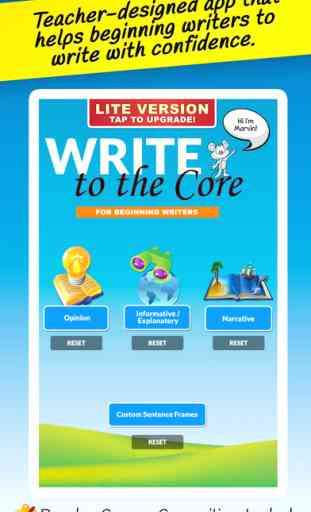 Write to the Core Lite - sentence prompts and paragraph starters for beginning students 1