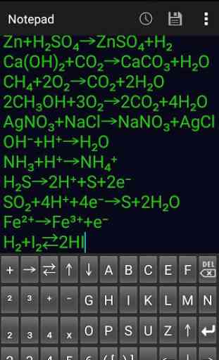 Chemical equation keyboard A 2