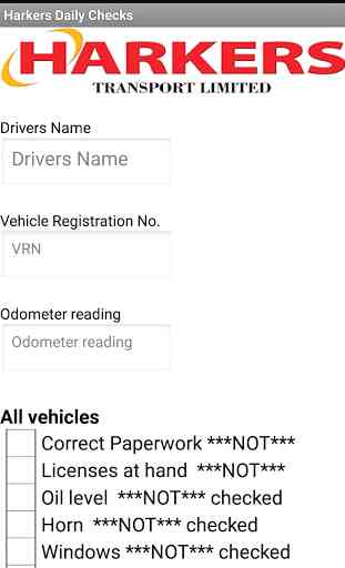 Harkers HGV Drivers Check List 1