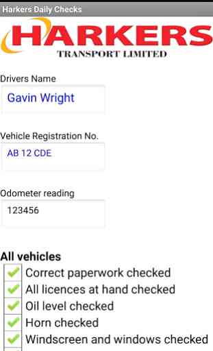 Harkers HGV Drivers Check List 2