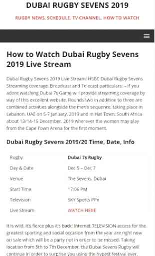 Dubai Rugby Sevens - Live Stream, 2019 Schedule 1