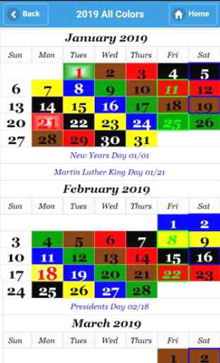 2019 ColorCal (All Colors) USPS carrier calendar 1