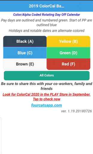 2019 ColorCal (All Colors) USPS carrier calendar 2