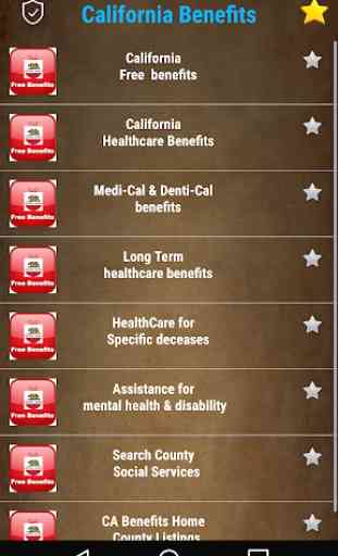 Benefits listing - California State 3