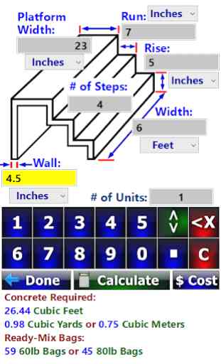 Concrete Cement Steps Stairs Calculator 3