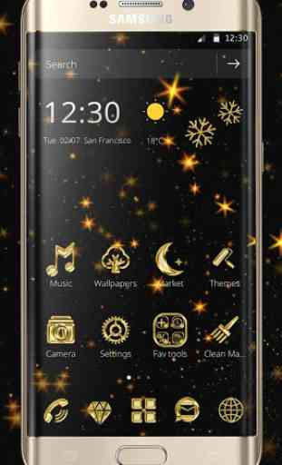 Gold Deluxe Black theme and Gold Luxury Icon pack 1