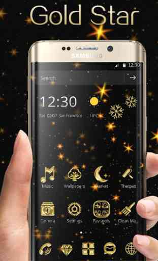 Gold Deluxe Black theme and Gold Luxury Icon pack 3