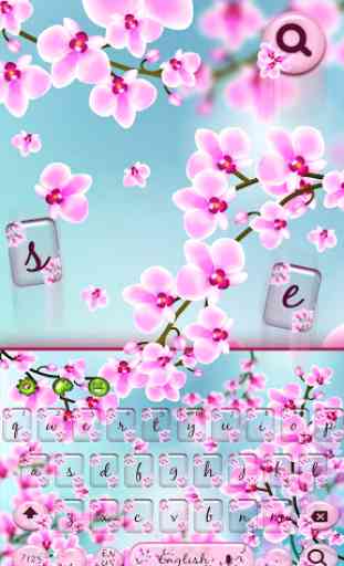 Pink Orchid Flower Keyboard Theme 1