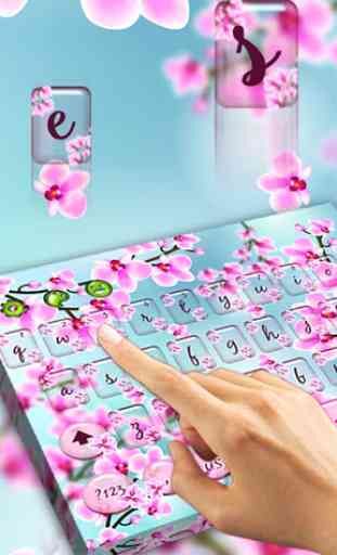 Pink Orchid Flower Keyboard Theme 2