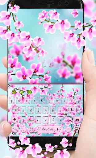 Pink Orchid Flower Keyboard Theme 4