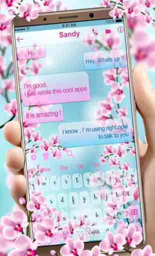Pink Orchid Flower SMS Keyboard Theme 1