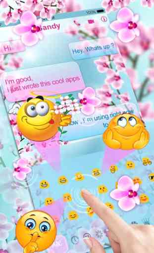 Pink Orchid Flower SMS Keyboard Theme 3