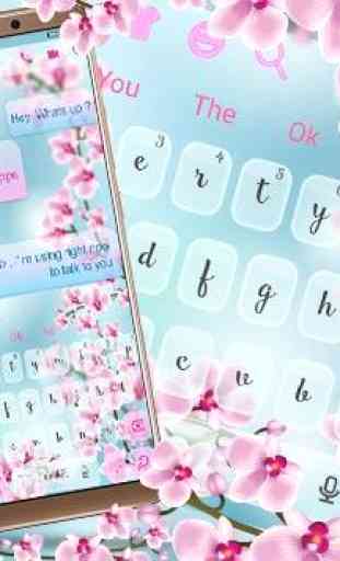 Pink Orchid Flower SMS Keyboard Theme 4