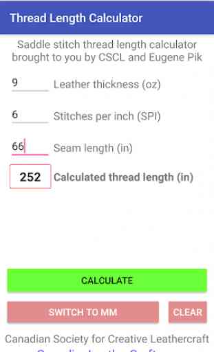 Saddle Stitch - Thread Length Calculator 1