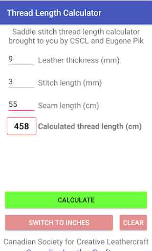 Saddle Stitch - Thread Length Calculator 2