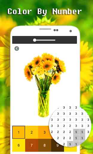 Sunflower Color By Number - Pixel Art 3
