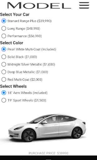 Tesla Model 3 - Cost and Configuration Calculator 1