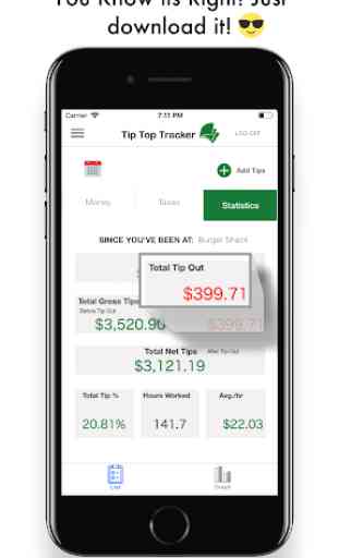 Tip Top Tip Tracker - Track your Tips and Taxes 3