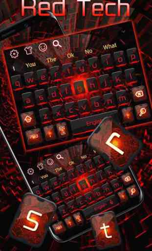 Cool Red Light Technology Keyboard Theme 2