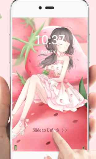 Pink Strawberry Girl Theme & Lock Screen 3