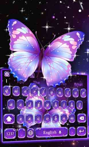 Purple starry colorful butterfly keyboard theme 1