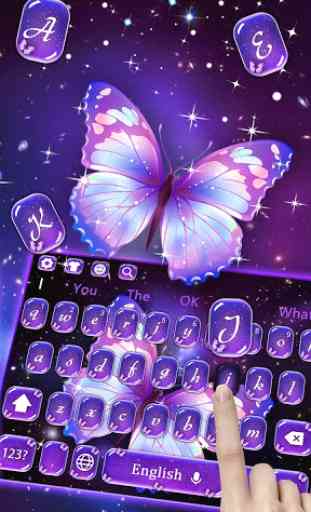Purple starry colorful butterfly keyboard theme 2